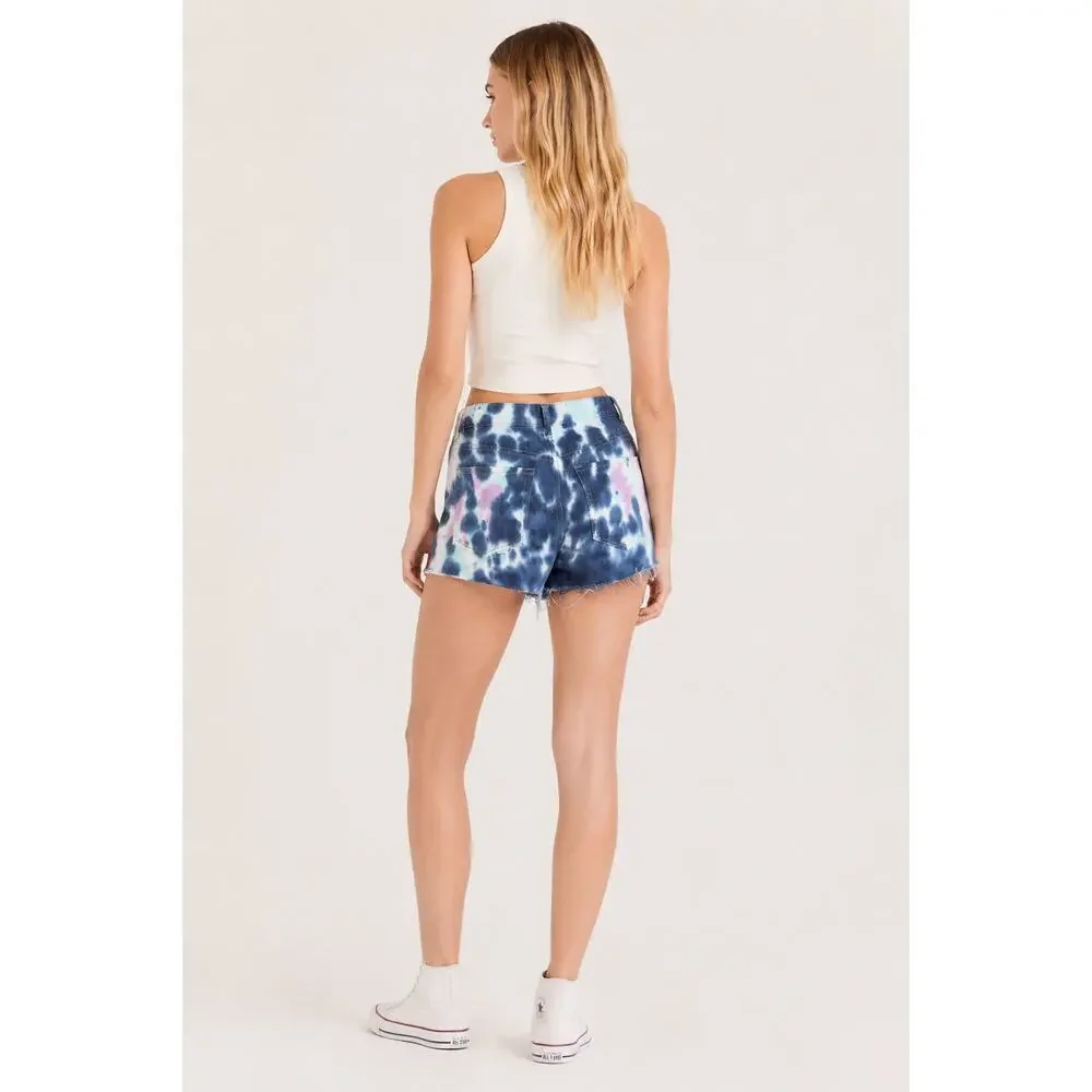 PacSun Tie Dye High Rise Festival Denim Shorts Womens  26 Festival Lights New